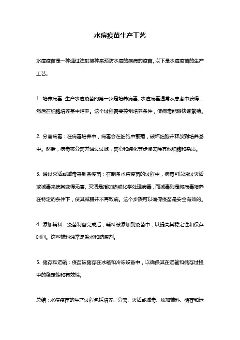 水痘疫苗生产工艺