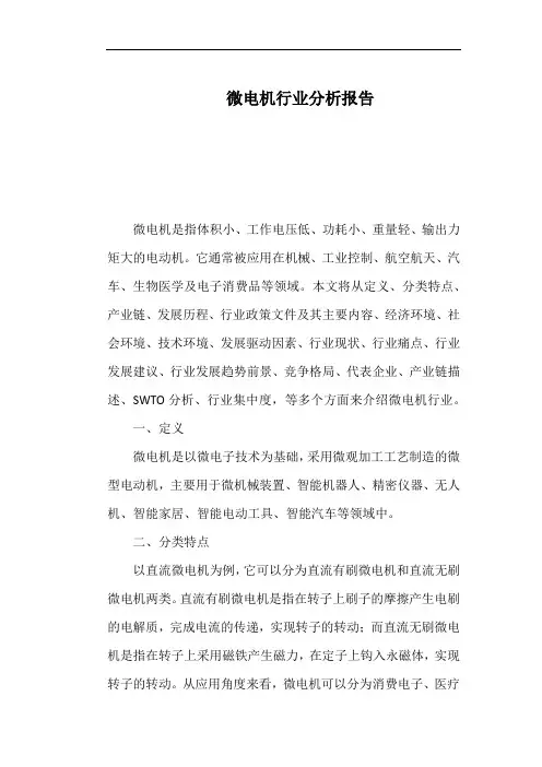 微电机行业分析报告