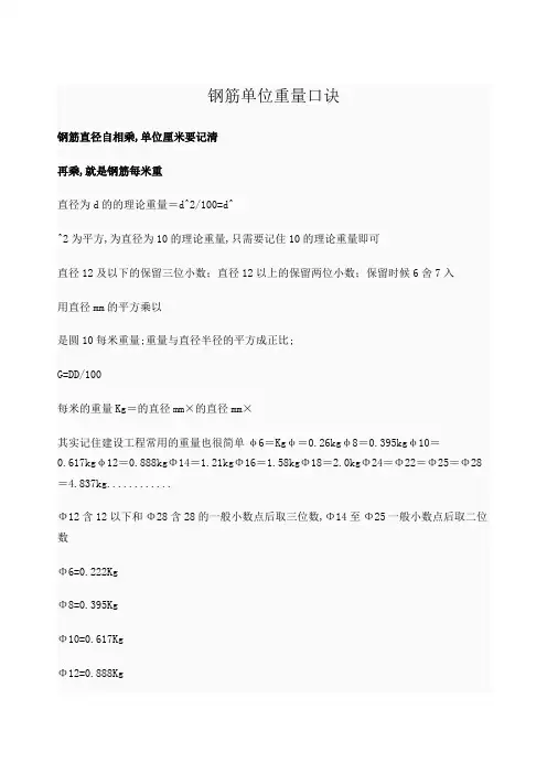 钢筋每米重的计算公式