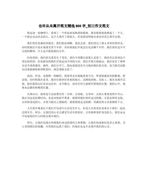 也许从未离开范文精选800字_初三作文范文