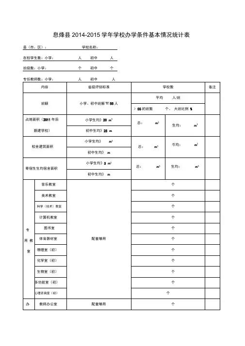 学校办学条件基本情况统计表
