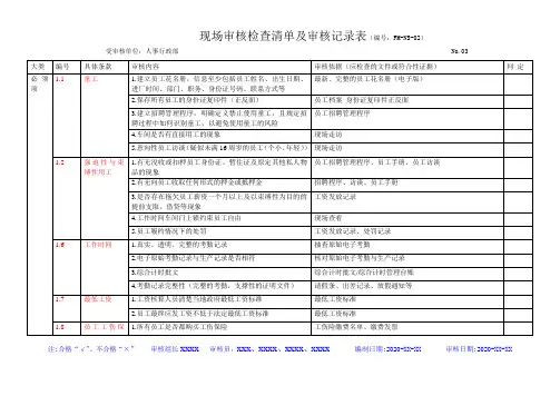 社会责任 - 内审   02-3 人事行政部 内审检查表