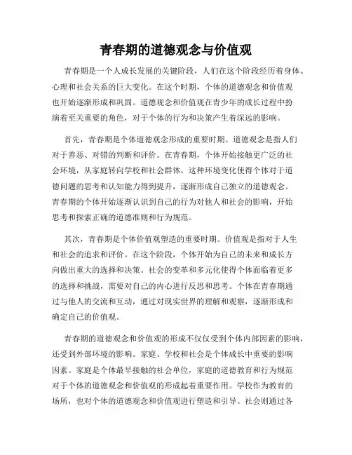 青春期的道德观念与价值观
