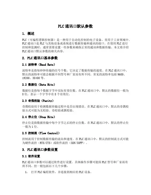 plc通讯口默认参数