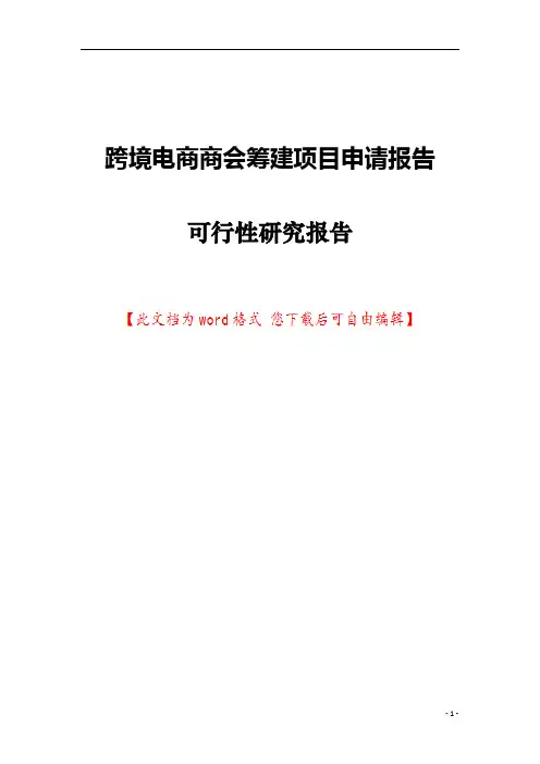 跨境电商商会筹建项目申请报告可行性研究报告