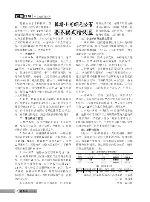藕塘小龙虾无公害套养模式增效益