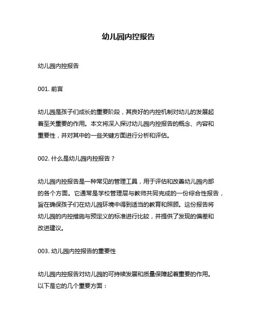 幼儿园内控报告