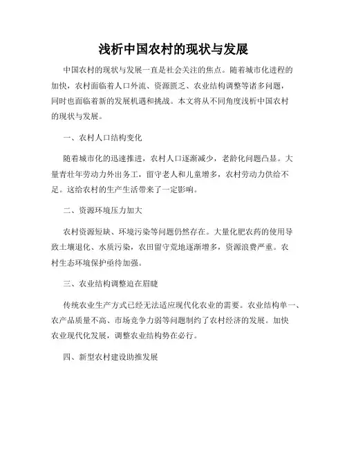 浅析中国农村的现状与发展