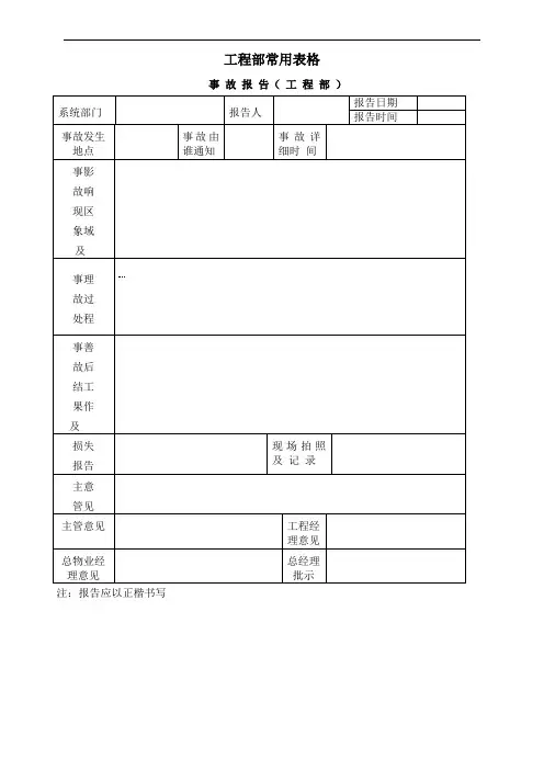 工程部常用表格