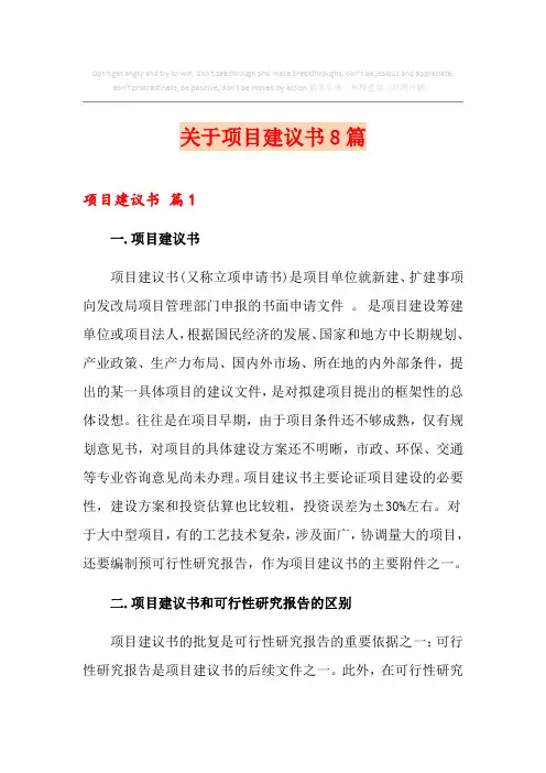 关于项目建议书8篇