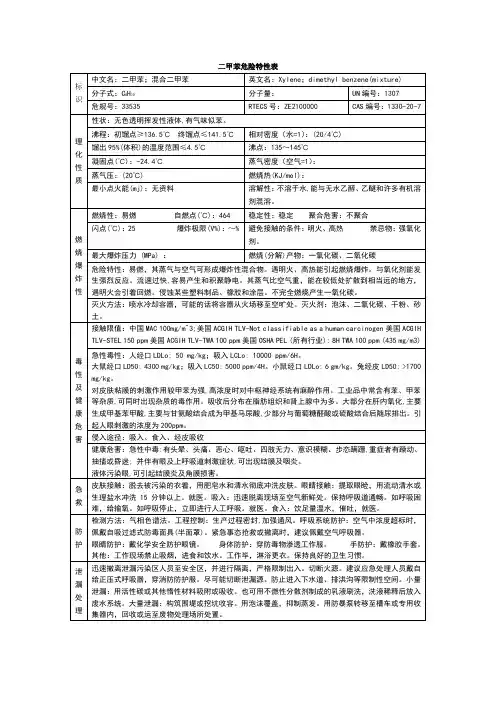 甲苯危险特性表