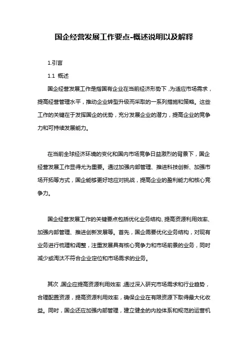 国企经营发展工作要点-概述说明以及解释