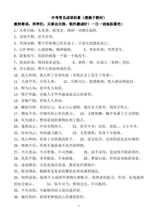 中考常见成语积累