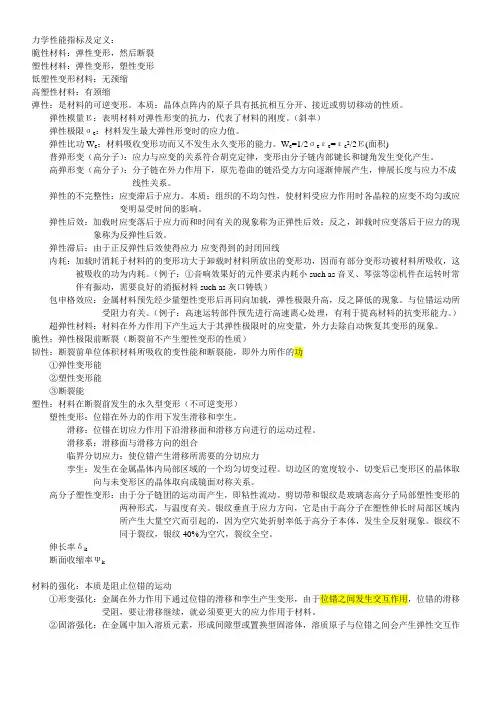 材料力学性能名词解释部分
