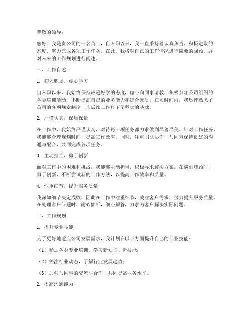工作自述及工作规划