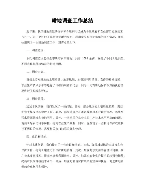 耕地调查工作总结