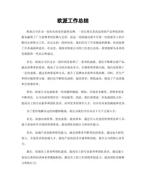 欧派工作总结