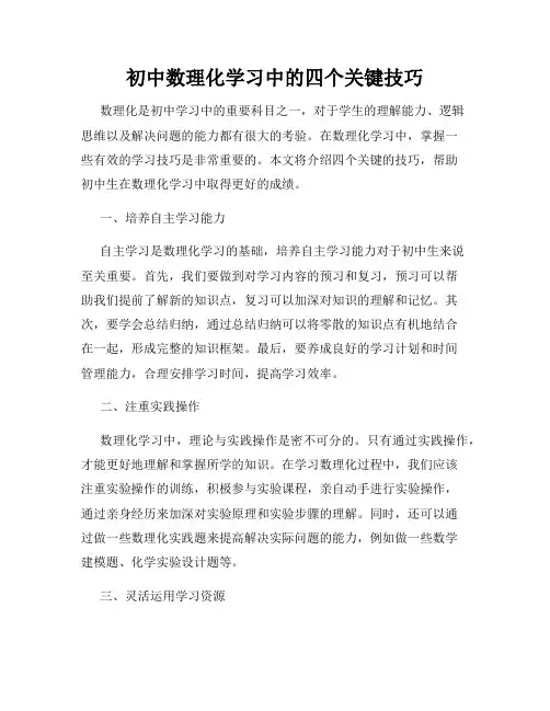 初中数理化学习中的四个关键技巧