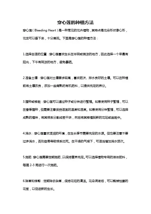 穿心莲的种植方法
