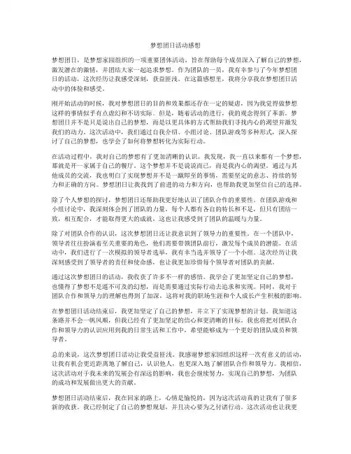 梦想团日活动感想