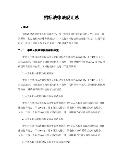 招标法律法规汇总