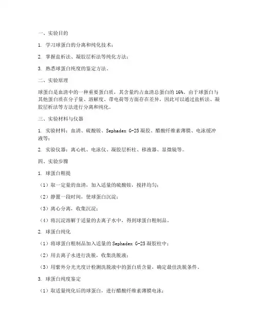 球蛋白纯化实验报告
