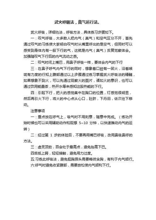 武火呼吸法，真气运行法。