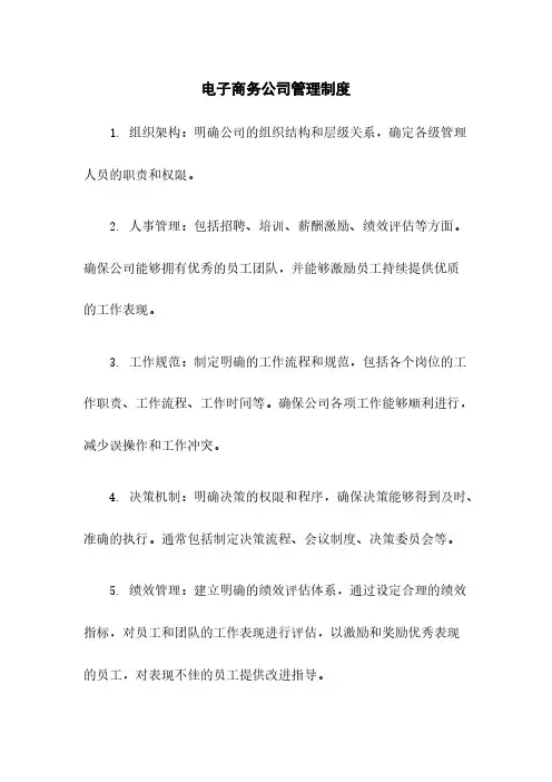 电子商务公司管理制度