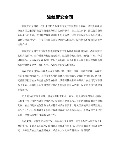 波纹管安全阀