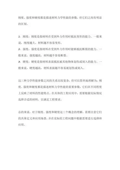 刚度、强度和硬度的关系