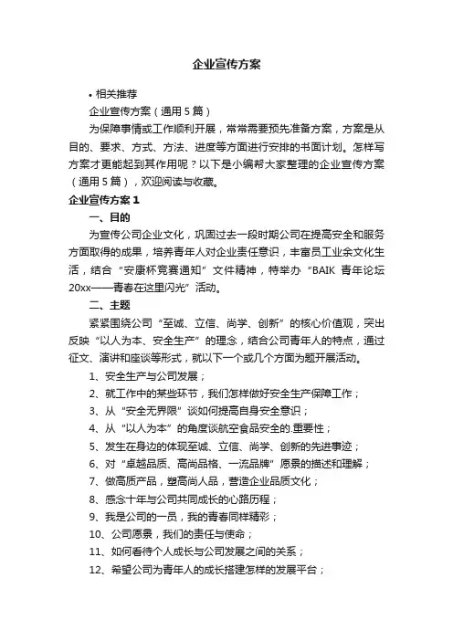 企业宣传方案