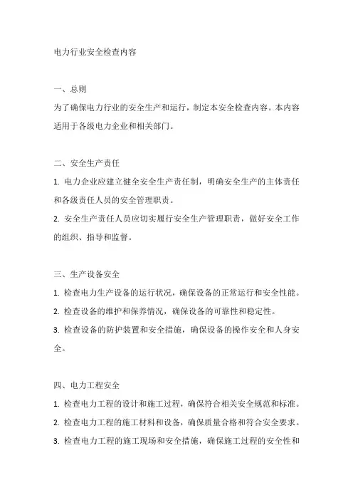 电力行业安全检查内容