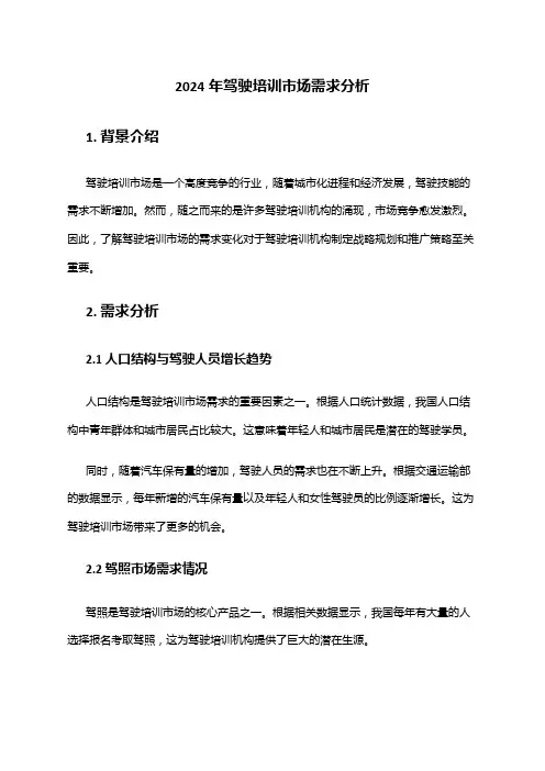 2024年驾驶培训市场需求分析