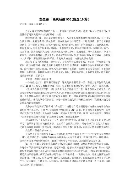 安全第一课观后感500(甄选16篇)