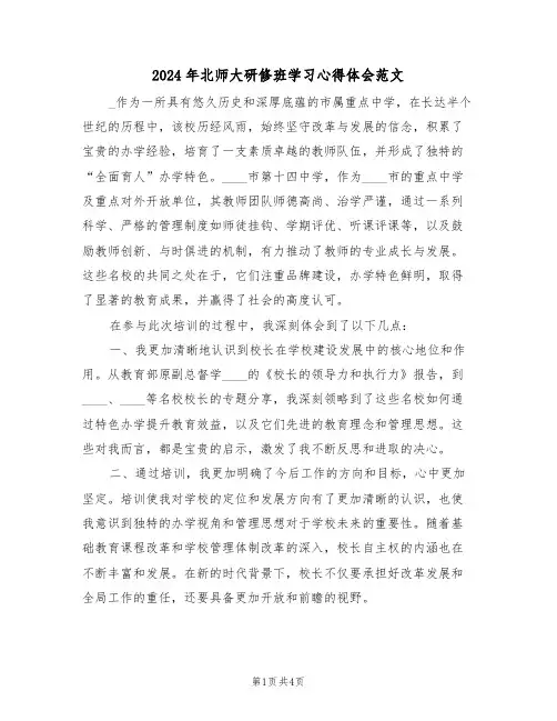 2024年北师大研修班学习心得体会范文（二篇）