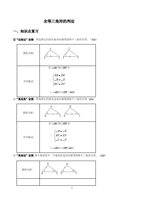 全等三角形的判定常考典型例题及练习