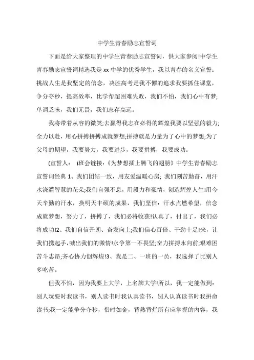 中学生青春励志宣誓词