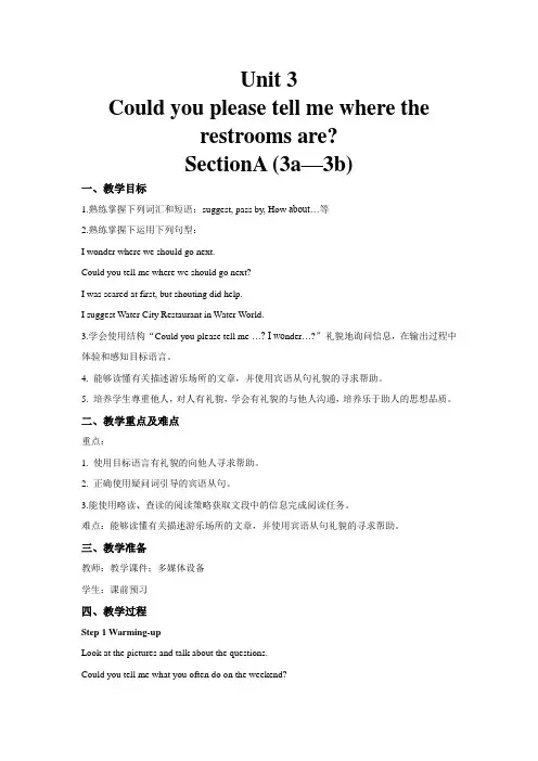 人教版英语九年级全册-Unit 3 SectionA (3a—3b)教案
