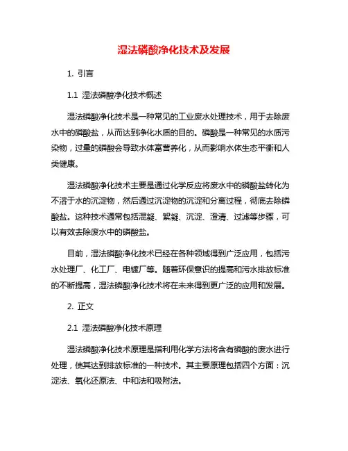 湿法磷酸净化技术及发展