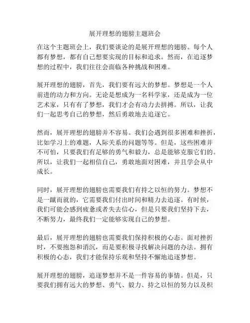 展开理想的翅膀主题班会
