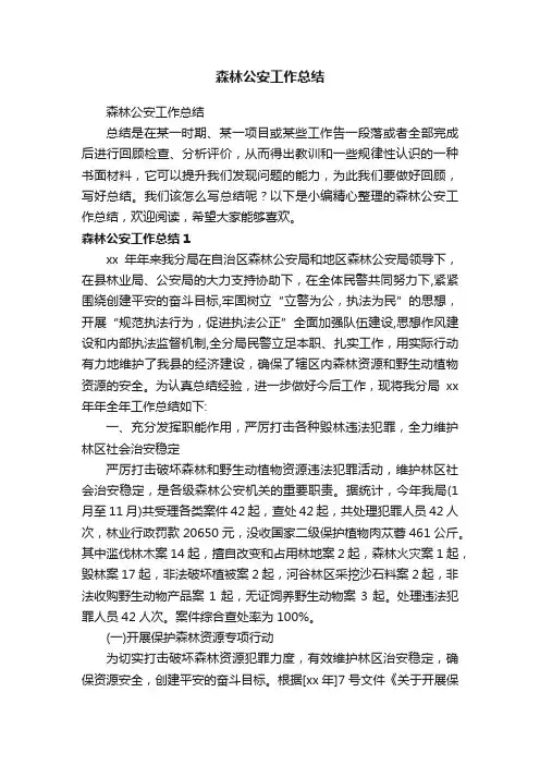 森林公安工作总结