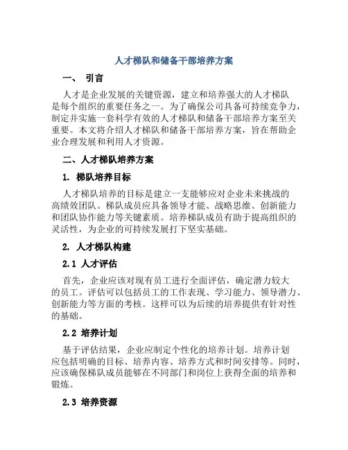人才梯队和储备干部培养方案