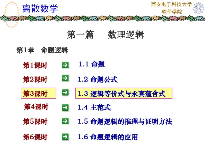 1-3 逻辑等价式和永真蕴含式