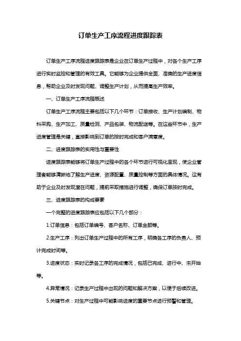 订单生产工序流程进度跟踪表