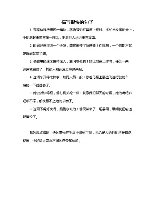 描写很快的句子