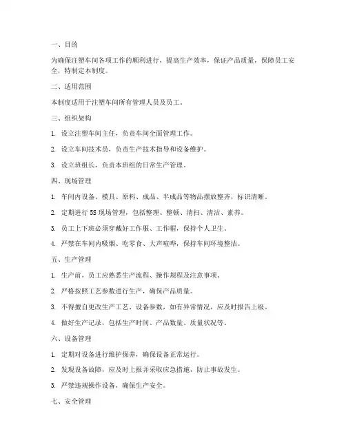 注塑车间管理制度模板