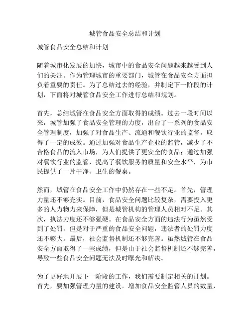 城管食品安全总结和计划