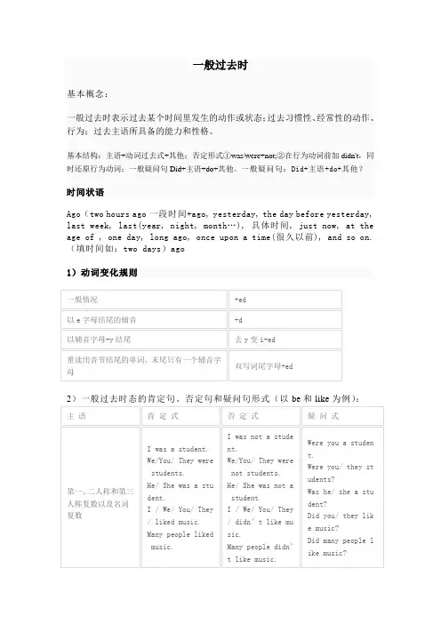 一般过去时时态