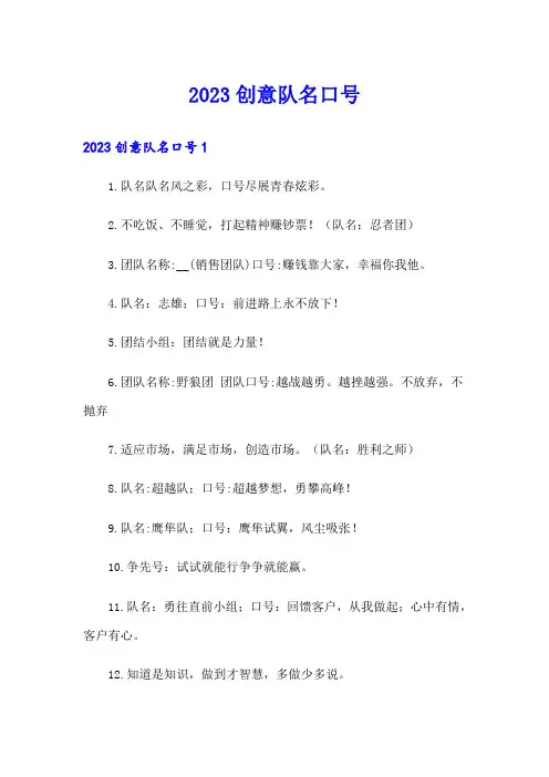 2023创意队名口号