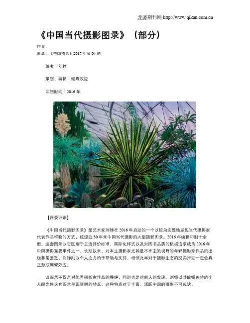 《中国当代摄影图录》(部分)